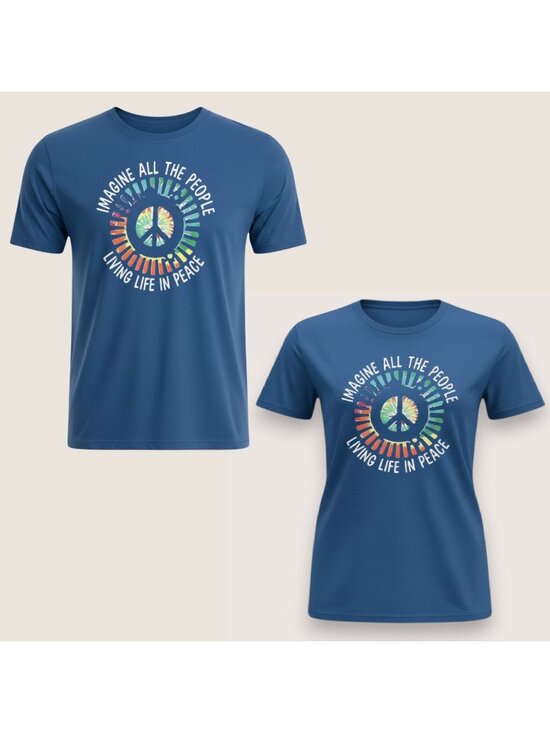 Zuni Sportswear Other - Imagine All The People Tee Mens XL Blue Peace Graphic Beatles Lyrics Unisex Top